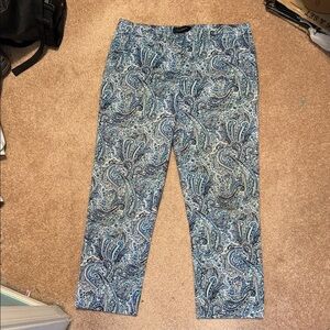 Talbots Blue Paisley print crop Chinos size 6